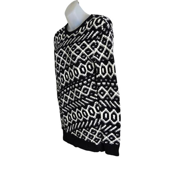 Ann Taylor Womens Geometric Print Sweater XS Black White Side Zipper‎ Wool Blend - Picture 4 of 9